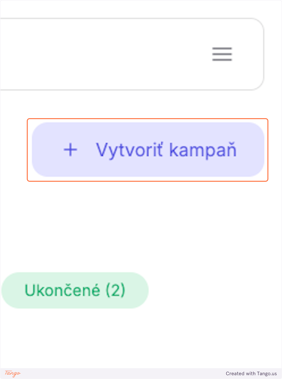 Click on Vytvoriť kampaň